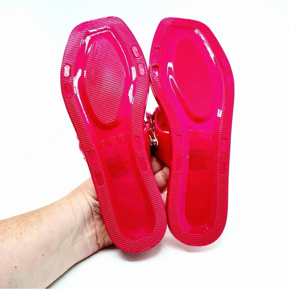 Kenneth Cole New York Women's Sandals Naveen Chain Jelly Flat Slide Pink Size 7